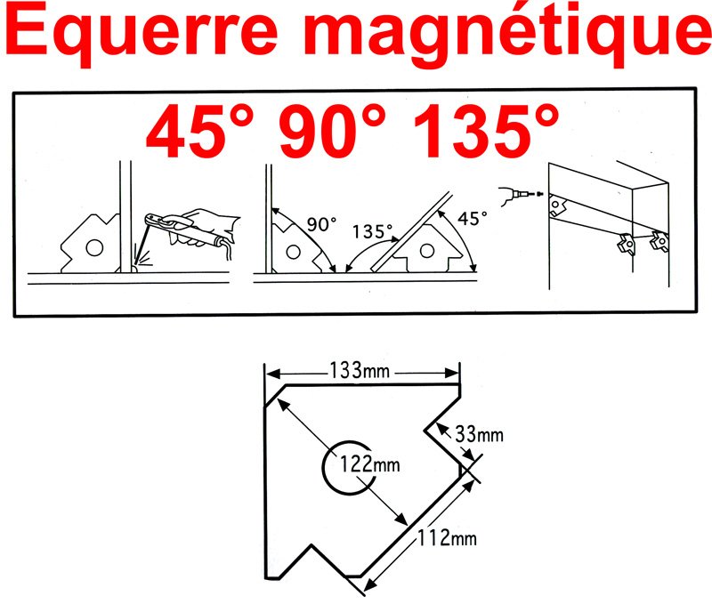 EQUERRE MAGNETIQUE  - Epaisseur 25 mm - Côté 133mm
