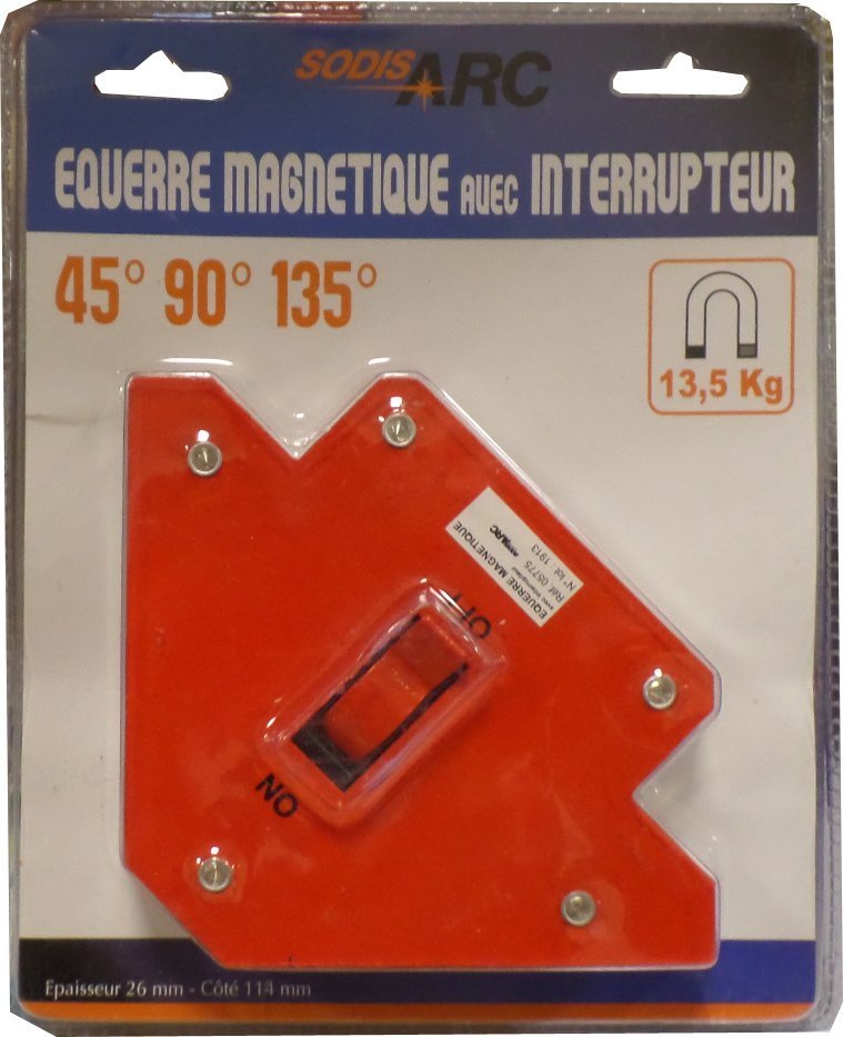 EQUERRE MAGNETIQUE avec intérrupteur marche/arret - Epaisseur 26 mm - Côté 114mm