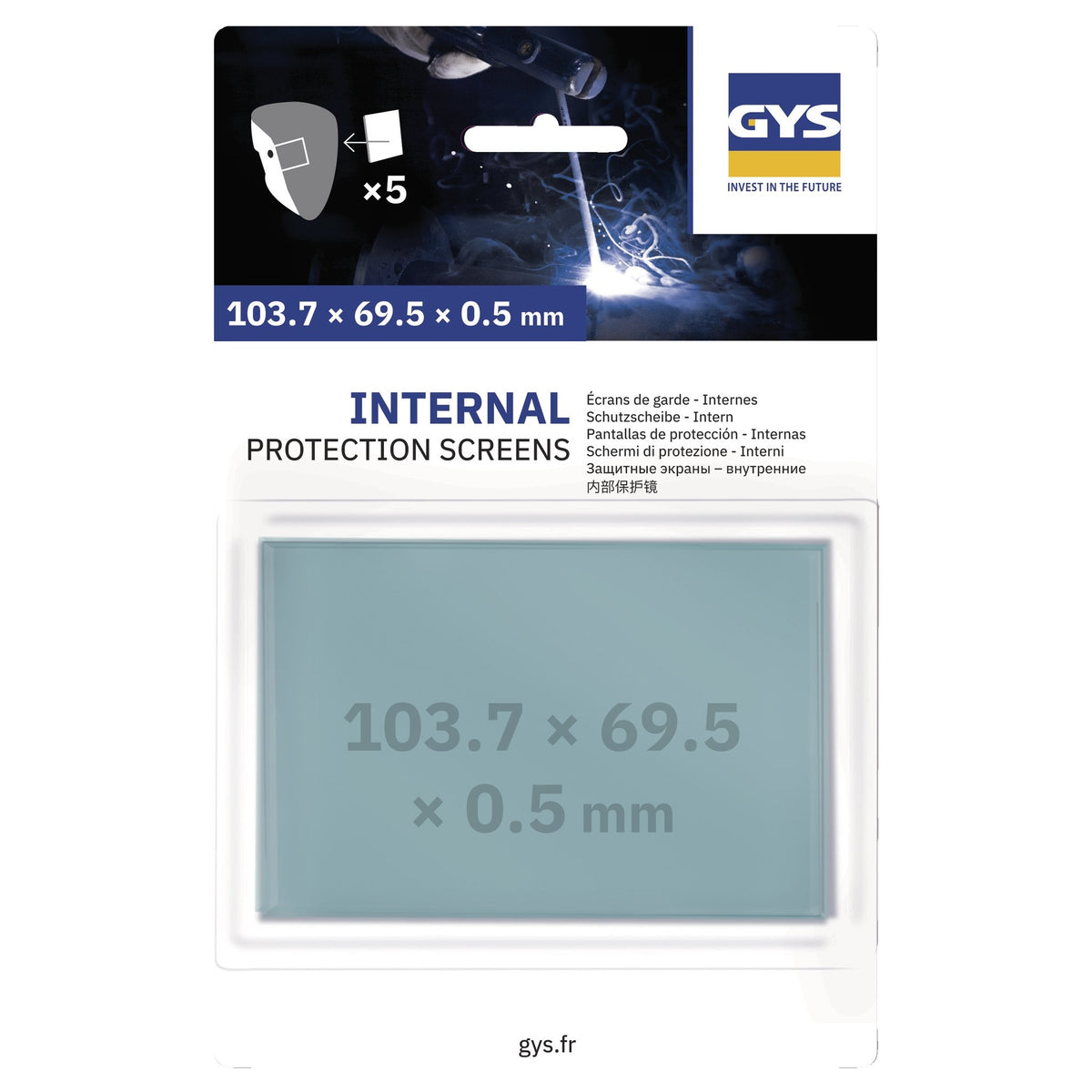 5 Écrans de garde -  Intérieur 103,7 x 69,5 x 0.5 mm  pour masque APOLLO+ / ERGOTECH+