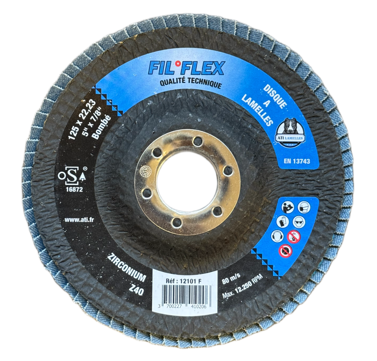 DISQUE A LAMELLES D125 GRAIN 40 ~ BOMBÉ ~ FIL°FLEX