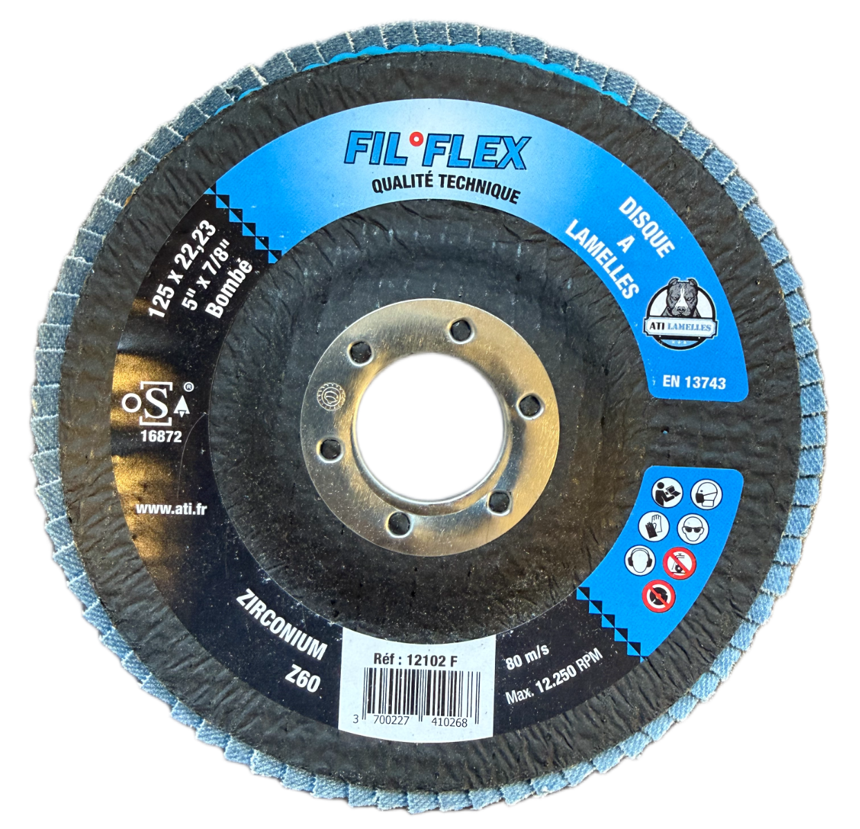 DISQUE A LAMELLE D125 GRAIN 60 ~ BOMBÉ ~ FIL°FLEX