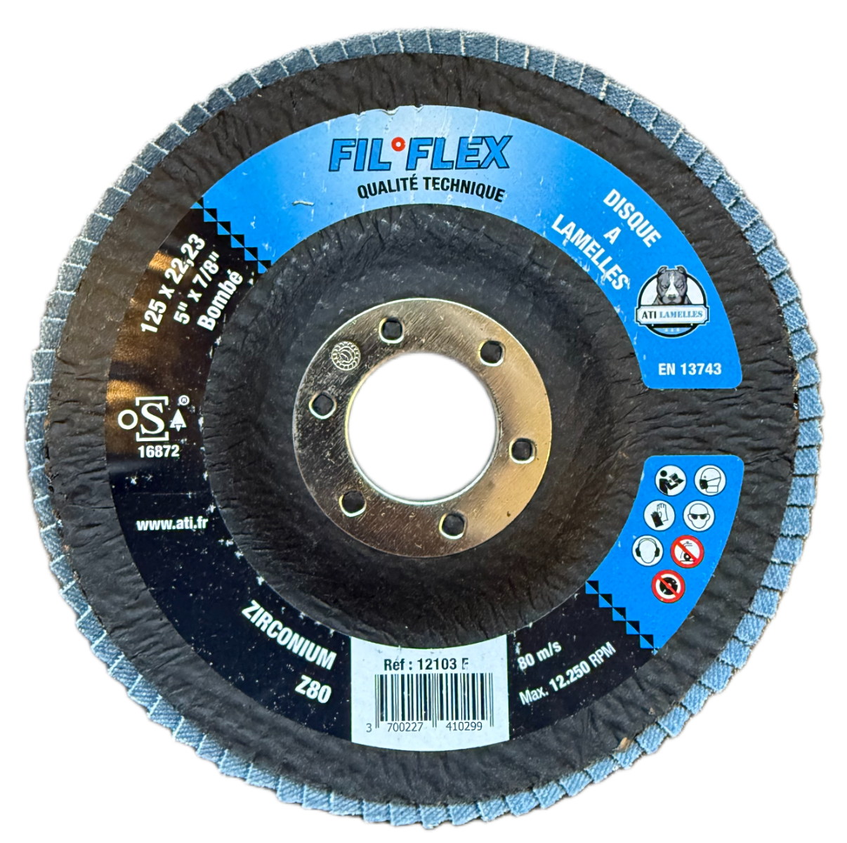 DISQUE A LAMELLES D125 GRAIN 80 ~ BOMBÉ ~ FIL°FLEX