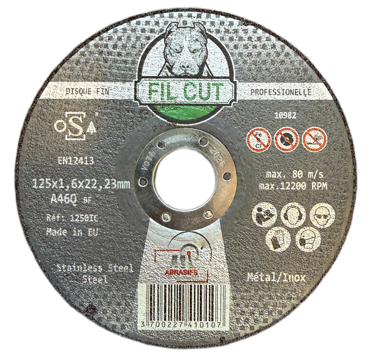 DISCO DE CORTE EXTRAFINO METAL/INOX 125X1X22 FIL CUT