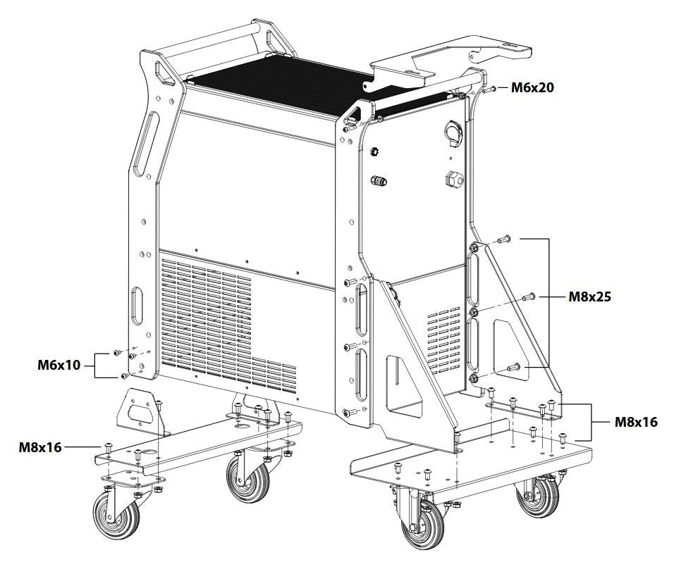 Chariot de transport TIG 250 AC/DC HF