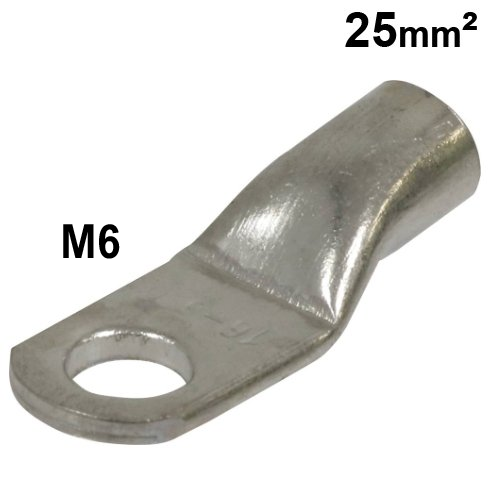 Cosse à oeil à souder et à sertir 25mm² M6 - lot de 2 pcs