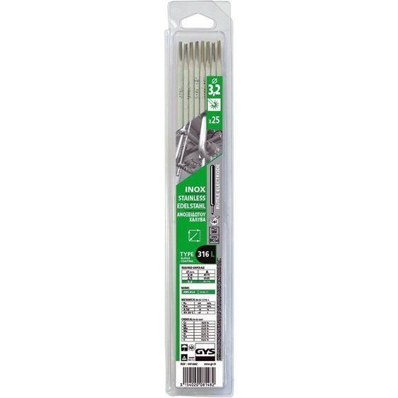 Électrodes INOX 316L - D 3,2 - (Blister de 25 pièces )
