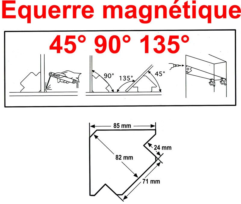 EQUERRE MAGNETIQUE  - Epaisseur 14 mm - Côté 85mm
