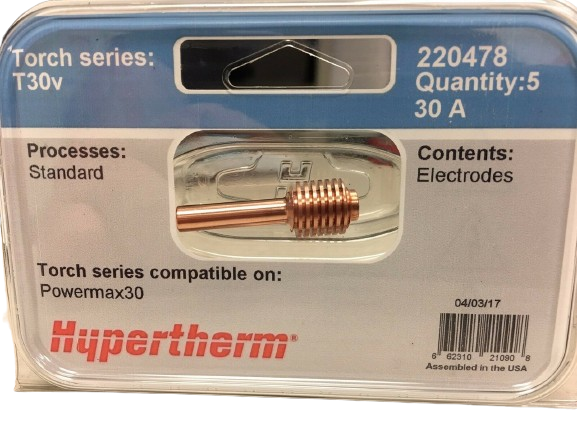 5 Electrodes pour torche Plasma T30v- 30A - manuel - Hypertherm