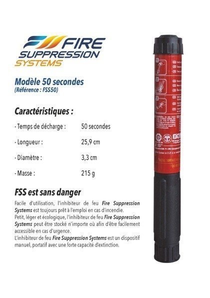 Inhibiteur de flammes 50 secondes