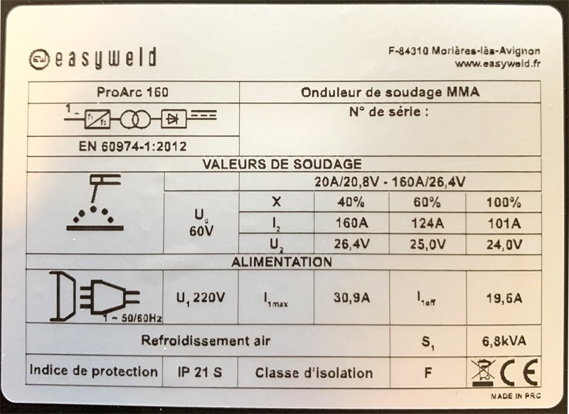 Poste à souder PROARC 160 - EASYWELD