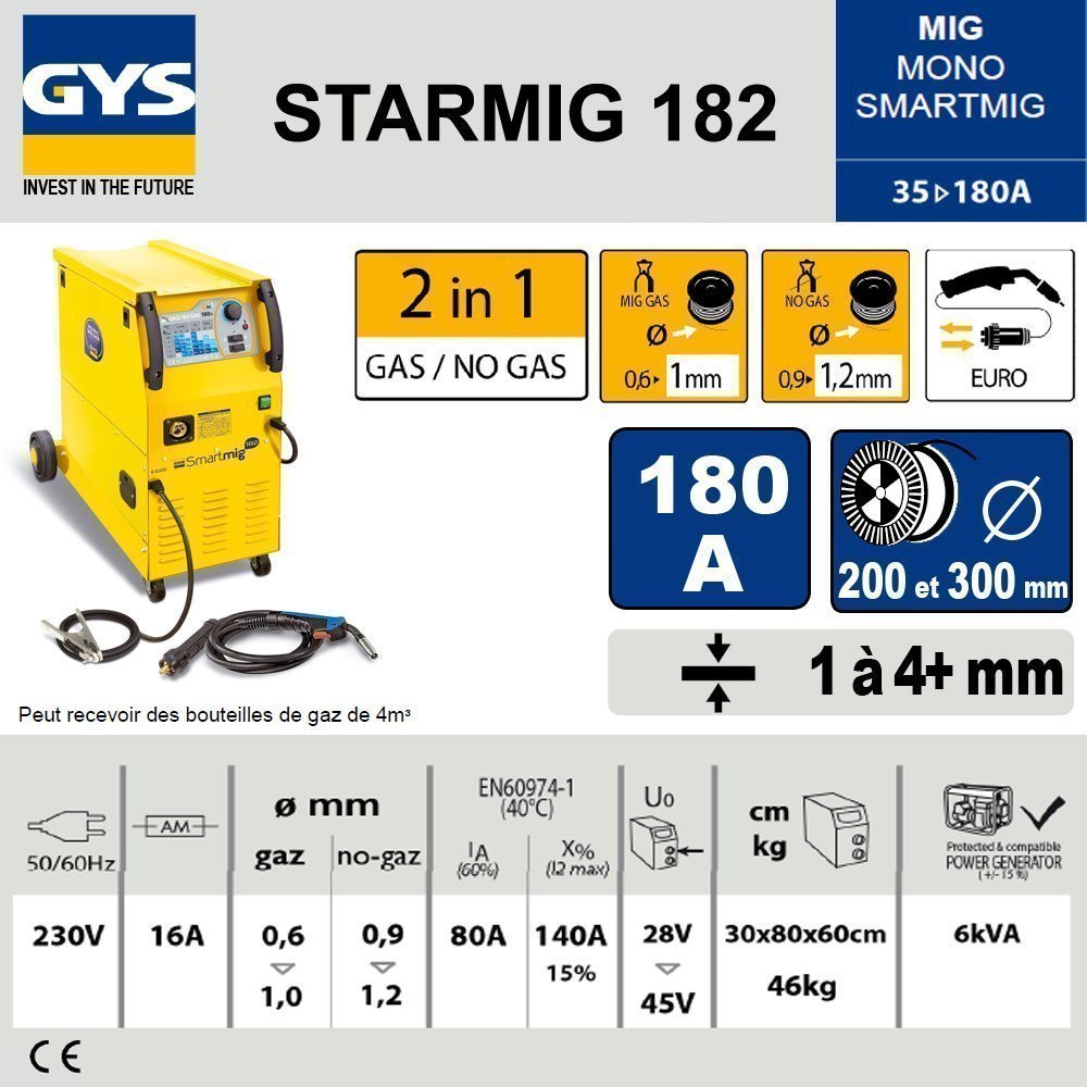 Poste de soudure MIG SMARTMIG 182   180A 230V - 2 EN1  - GYS