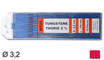 électrodes tungstène thorié, Ø 3,2 mm - Rouge