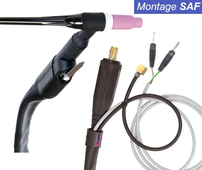 Torche TIG SR17 à lamelle- 4M - connecteur 35/50 - 2 fiches - SAF