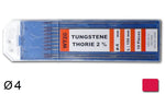 électrodes tungstène thorié, Ø 4 mm - Rouge