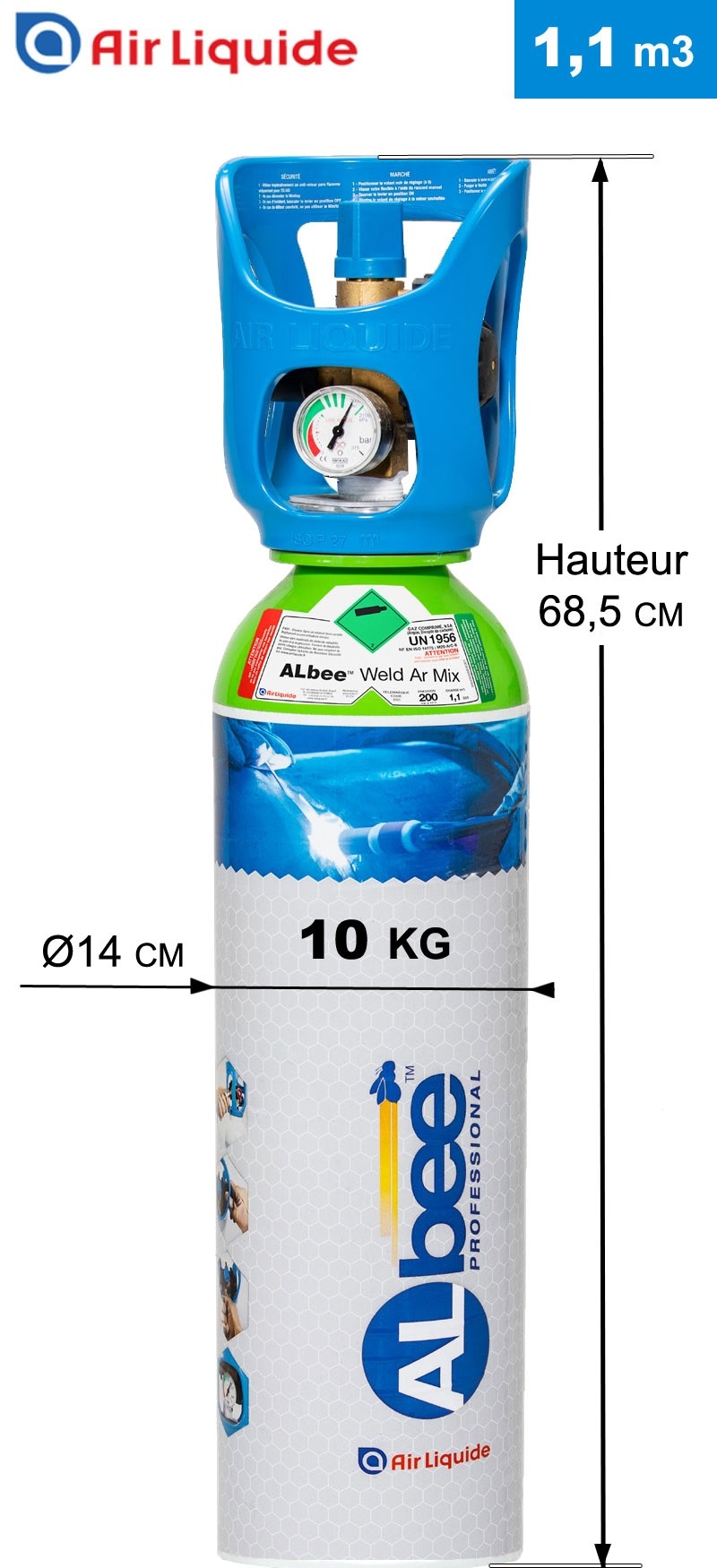 Bouteille ARGON+CO2 - ALBEE ARMIX 8% - 1 m3 AIR LIQUIDE